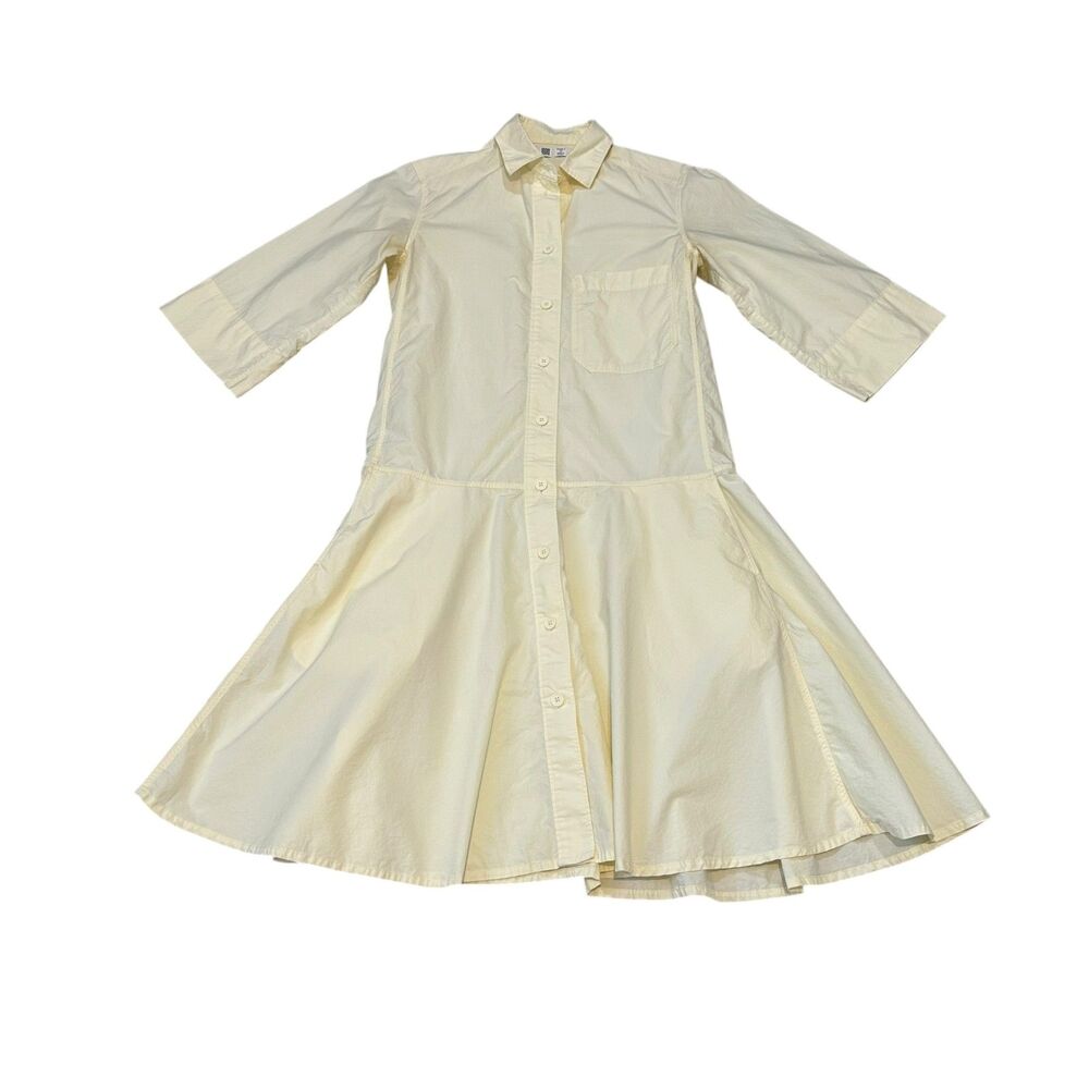 Uniqlo U Drop Waist 3/4 Sleeve Shirt Dress Size XS